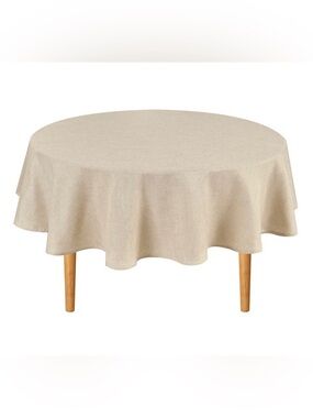 Decorative Tablecloth Wrinkle-Free Stain-Resistant Polyester 50” Round - BEIGE